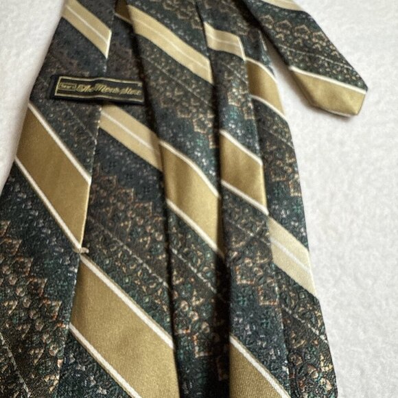2 Vintage Sears The Men's Store Neck Tie Brown Blue Gold Tan - Picture 5 of 11